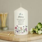 Personalised Any Message Wild Flowers Design Pillar Candle - Image 4