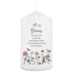 Personalised Any Message Wild Flowers Design Pillar Candle - Image 5