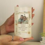 Personalised Any Message Wild Flowers Design Photo Upload LED Pillar Candle - Image 2