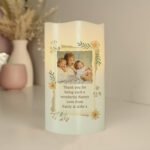 Personalised Any Message Wild Flowers Design Photo Upload LED Pillar Candle - Image 3