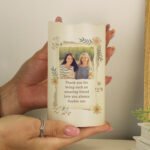 Personalised Any Message Wild Flowers Design Photo Upload LED Pillar Candle - Image 4