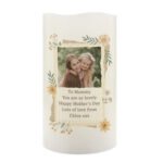 Personalised Any Message Wild Flowers Design Photo Upload LED Pillar Candle - Image 5