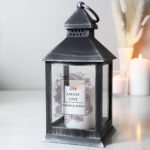 Personalised Soft Watercolour Design Rustic Black Plastic Light-up Lantern