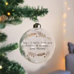 Personalised Any Message Gold Wreath Design Glass Christmas Bauble - Image 3