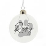 Personalised Pet Paw Print Motif Glass Christmas Bauble - Image 4