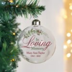Personalised 'In Loving Memory' Glass Christmas Bauble