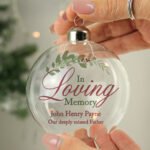 Personalised 'In Loving Memory' Glass Christmas Bauble - Image 2