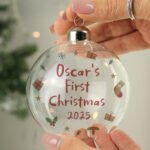 Personalised Baby 'First Christmas' Glass Bauble - Image 2
