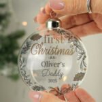 Personalised 'First Christmas As...' Glass Christmas Bauble - Image 2