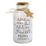 Personalised 'I Love You More Than All The Stars In The Sky' LED Light-Up Glass Jar - Image 5