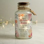 Personalised Any Message Floral Design LED Light-Up Glass Jar