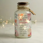 Personalised Any Message Floral Design LED Light-Up Glass Jar - Image 4