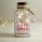 Personalised 'Find A Reason To Sparkle' Unicorn Design LED Light-Up Glass Jar