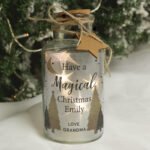 Personalised Christmas Tree Design LED Light-Up Glass Jar - Image 2