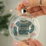 Personalised Christmas Jumper Design Glass Christmas Bauble - Image 3