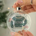 Personalised Christmas Jumper Design Glass Christmas Bauble - Image 3