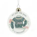 Personalised Christmas Jumper Design Glass Christmas Bauble - Image 2