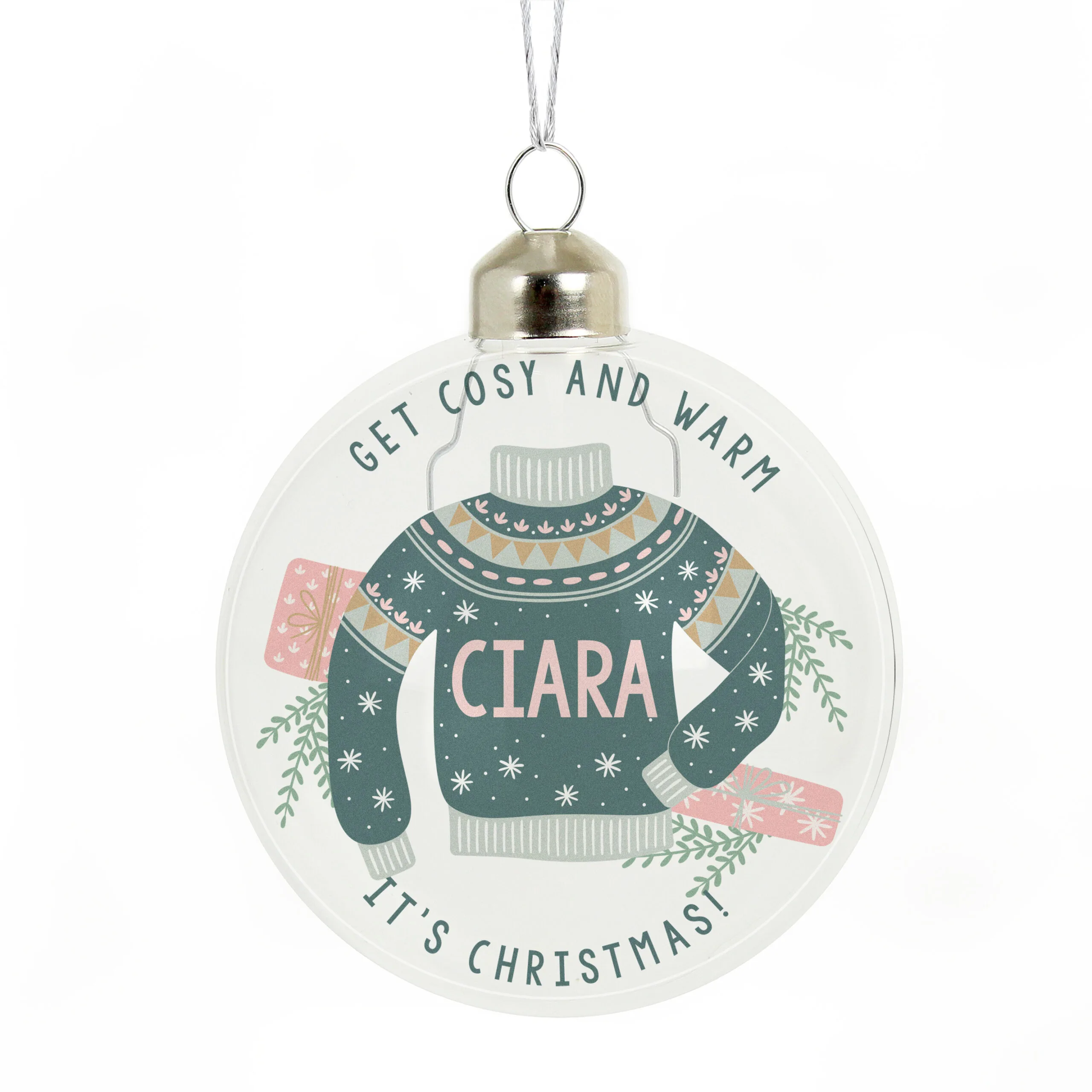 Personalised Christmas Jumper Design Glass Christmas Bauble - Image 2