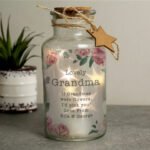 Personalised Any Message Floral Watercolour Design LED Light-Up Glass Jar