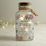 Personalised Any Message Floral Watercolour Design LED Light-Up Glass Jar - Image 2