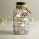 Personalised Any Message Floral Watercolour Design LED Light-Up Glass Jar - Image 4