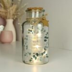 Personalised Any Message Botanical Design LED Light-Up Glass Jar