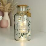 Personalised Any Message Botanical Design LED Light-Up Glass Jar - Image 4