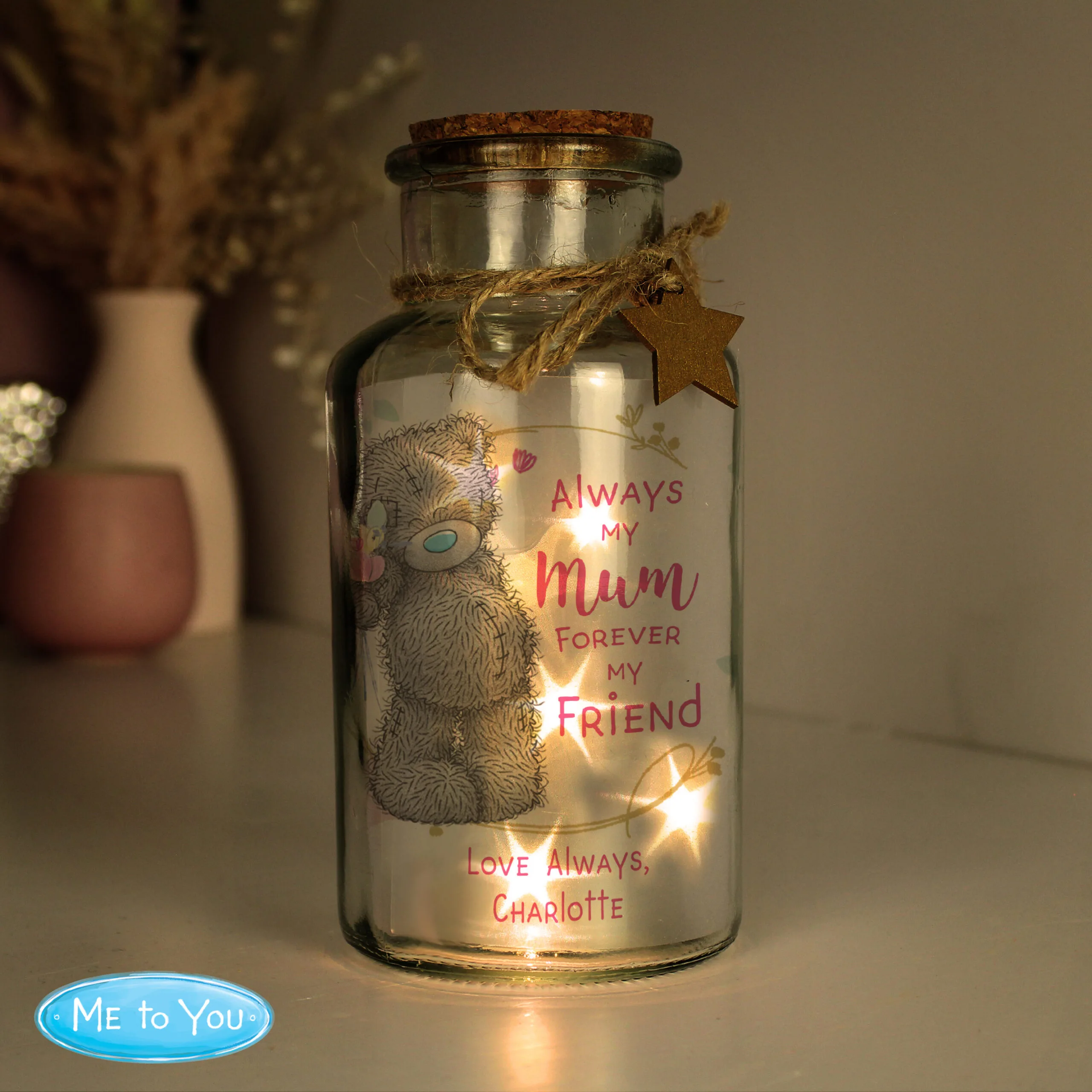 Personalised Me to You 'Always My Mum, Forever My Friend' LED Light-Up Glass Jar - Image 3
