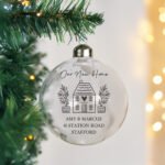 Personalised Any Message House Motif Glass Christmas Bauble