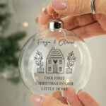 Personalised Any Message House Motif Glass Christmas Bauble - Image 2