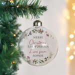 Personalised Any Message Holy Design Glass Christmas Bauble