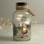 Personalised Santa with Presents Design Christmas LED Light-Up Glass Jar