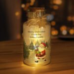 Personalised Santa with Presents Design Christmas LED Light-Up Glass Jar - Image 2