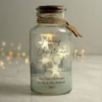 Personalised Any Message 'Merry Christmas' LED Light-Up Glass Jar - Image 3