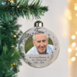 Personalised 'Our Star in Heaven' Photo Upload Memorial Glass Christmas Bauble