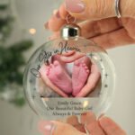 Personalised 'Our Star in Heaven' Photo Upload Memorial Glass Christmas Bauble - Image 2