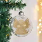 Personalised Gold Angel Design Name & Message Glass Christmas Bauble