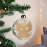 Personalised Gold Angel Design Name & Message Glass Christmas Bauble - Image 3