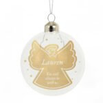 Personalised Gold Angel Design Name & Message Glass Christmas Bauble - Image 4
