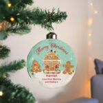 Personalised Gingerbread House Design 'Merry Christmas' Glass Bauble - Image 3
