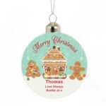 Personalised Gingerbread House Design 'Merry Christmas' Glass Bauble - Image 4