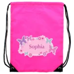 Personalised Children's Butterflies & Flowers Design Pink Swim & Kit Bag - Image 4