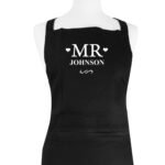 Personalised 'Mr' Hearts Motif Adult Black Apron - Image 2