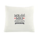 Personalised 'Mr And Mrs' Hearts Motif Cream Filled Cushion - Image 2