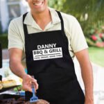 Personalised 'BBQ & Grill' Adult Black Apron - Image 2