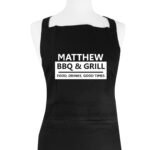 Personalised 'BBQ & Grill' Adult Black Apron - Image 3