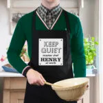 Personalised 'Keep Quiet' Adult Black Apron