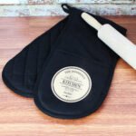 Personalised Decorative Swirls Design Black Oven Gloves - Image 2