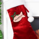 Personalised Cat Treats Luxury Red Pom Pom Christmas Stocking - Image 2