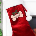 Personalised Dog Treats Luxury Red Pom Pom Christmas Stocking - Image 2
